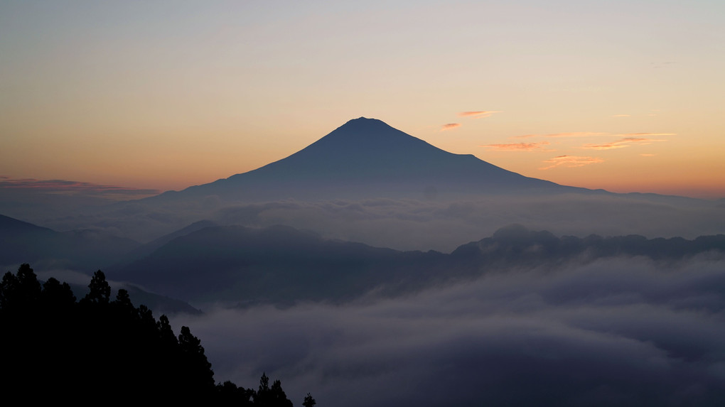 夜明けの雲海富士