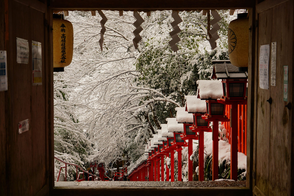冬の京都散策 雪の舞う貴船神社