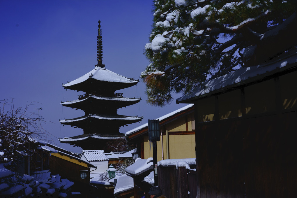 雪の京都散策　八坂の塔