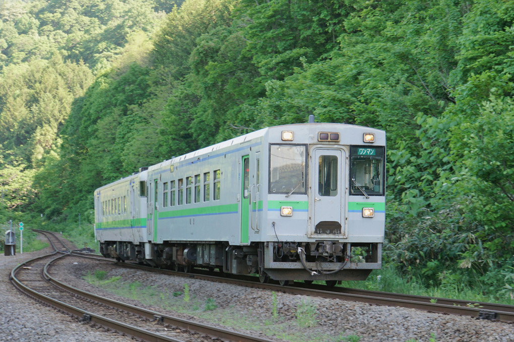 新緑の函館本線銀山駅