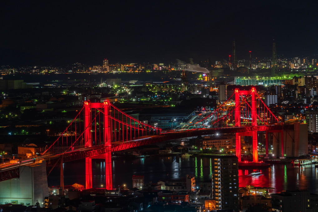 Kitakyushu City Wakato Bridge Night view