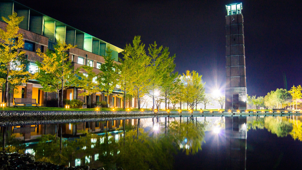 Autumn leaves reflection