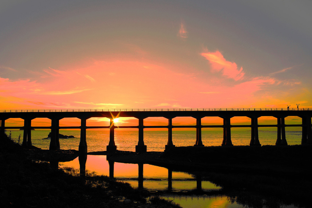 惣郷川橋梁・夕焼け