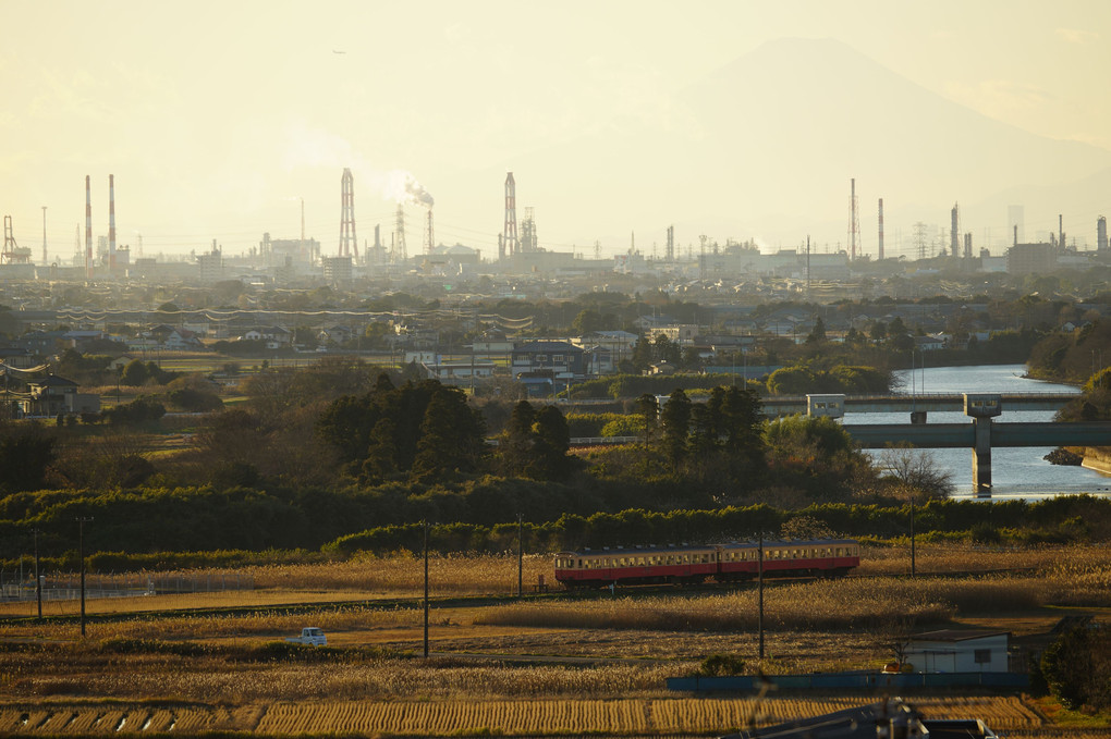 富士山と小湊鐡道と