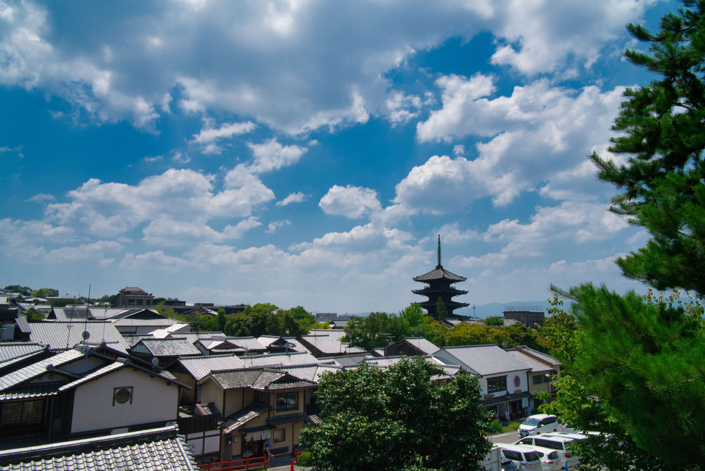 夏京都＠高台寺公園から見る八坂の塔と京都タワー