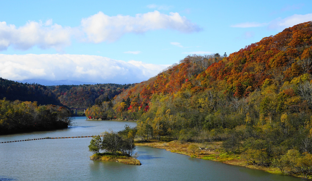 恵庭湖ダム紅葉風景