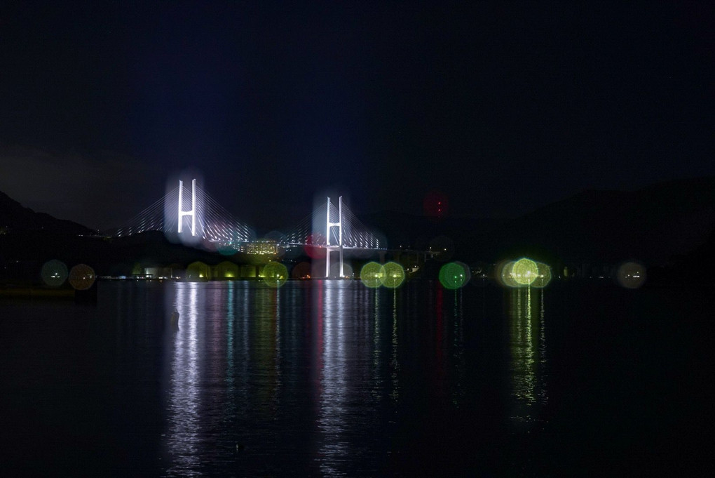 長崎の星空と女神大橋