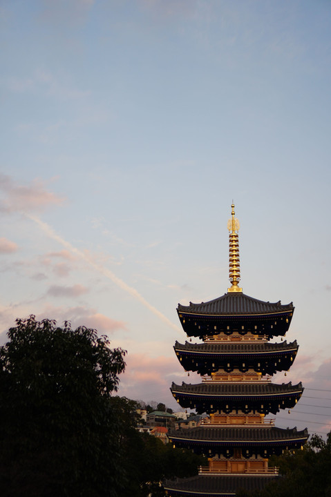 夕暮れの中山寺