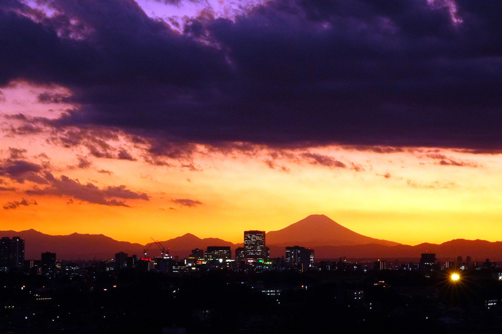 今日の夕やけ　埼玉の赤富士