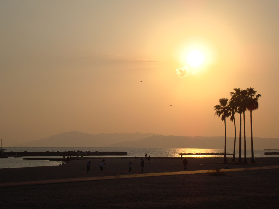 須磨海岸の夕陽