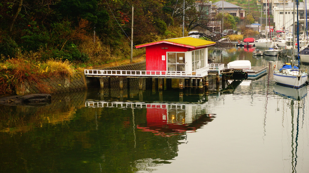 赤と黄色の建物･･･クリスマス前の神奈川油壷湾にて