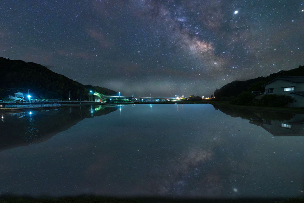 Milky Way reflected in the pond