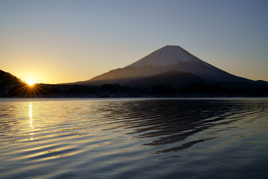 富士山景色・・・精進湖からの日の出