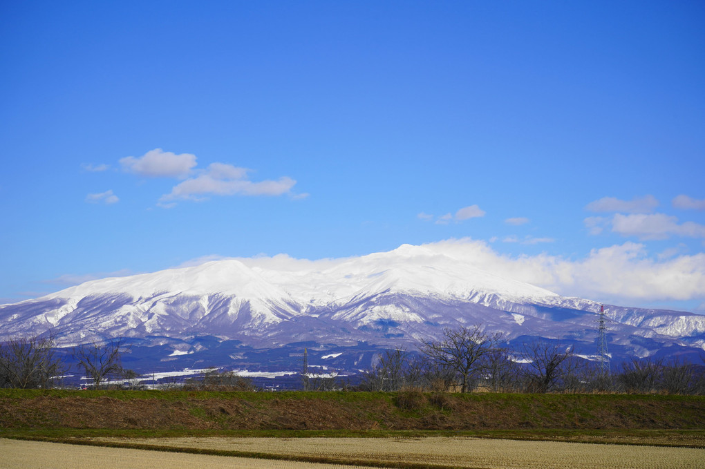 冬の鳥海山　山形県遊佐町から