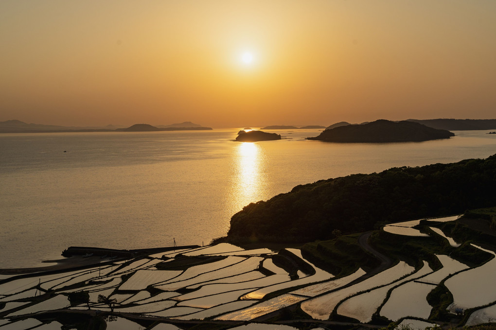 土谷棚田の夕陽