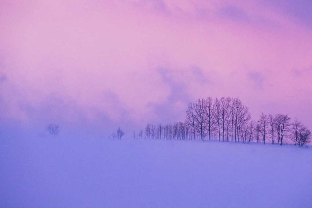 雪風と夕景