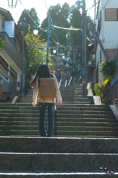 宝山寺駅周辺の階段から見える風景