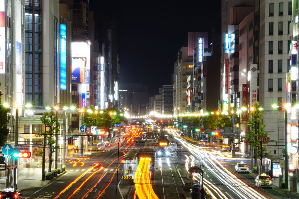 広島の夜　#広島電鉄#