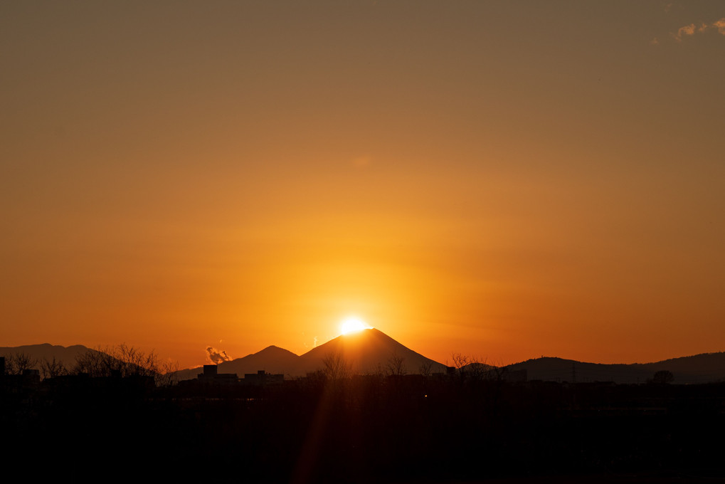 富士に落ちる夕陽