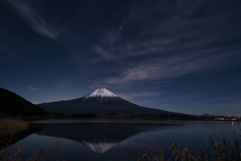 月夜の逆さ富士