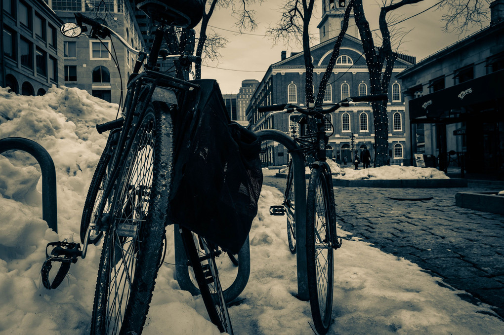 Bicycles on the snow
