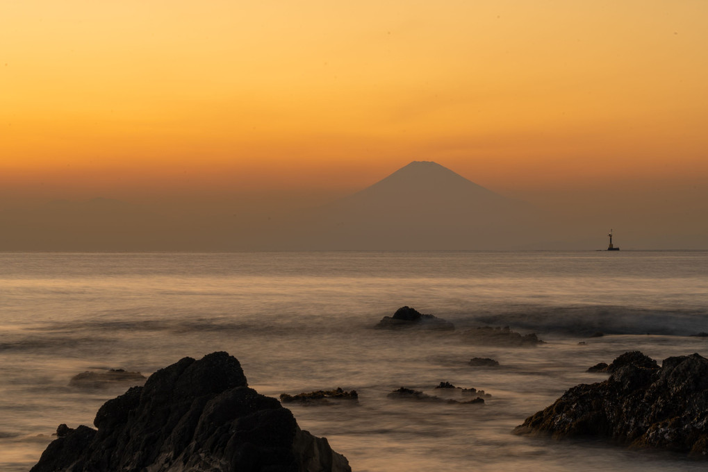 三浦半島からの夕日