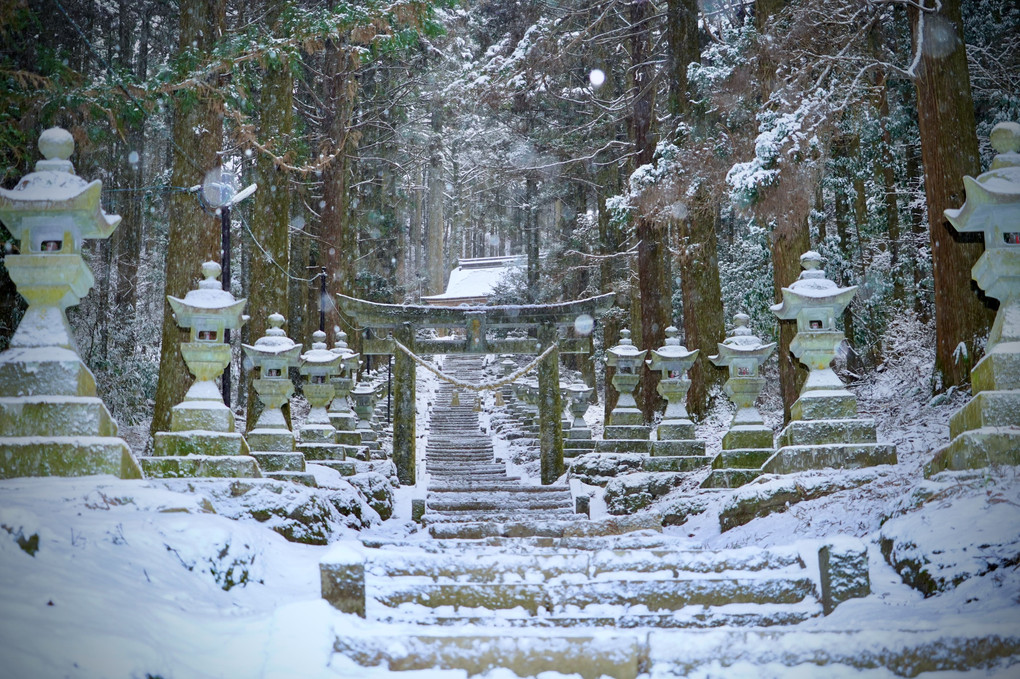 　雪降る熊野座神社