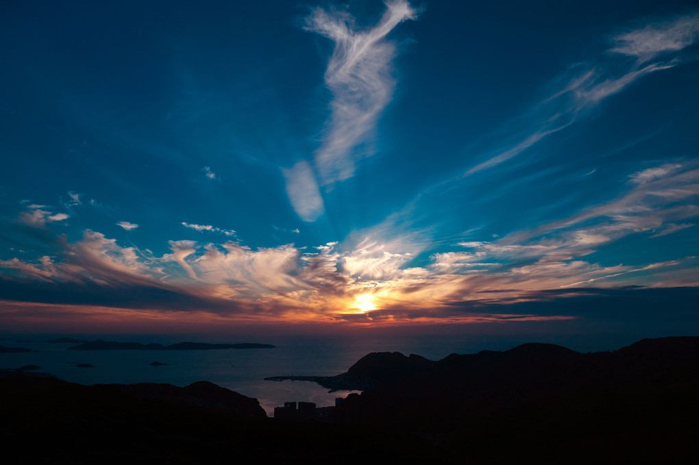 長崎で見た夕日と雲