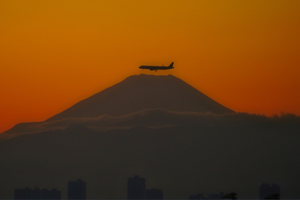 富士山の夕暮れ