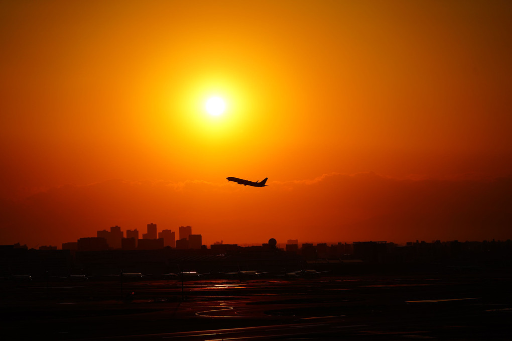 夕景のフライト