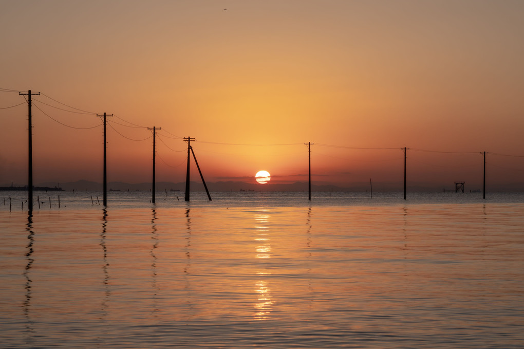 久津間海岸の夕陽