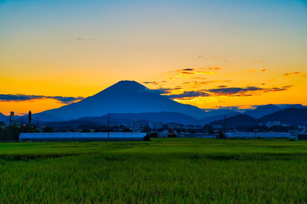 夕日と富士と。