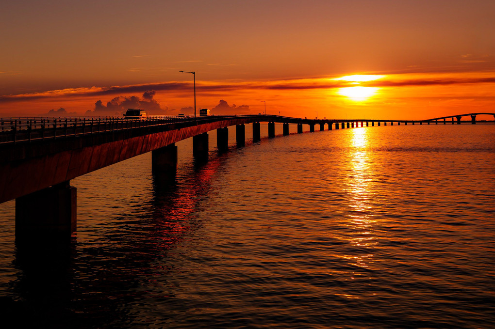 夕陽にかかる橋