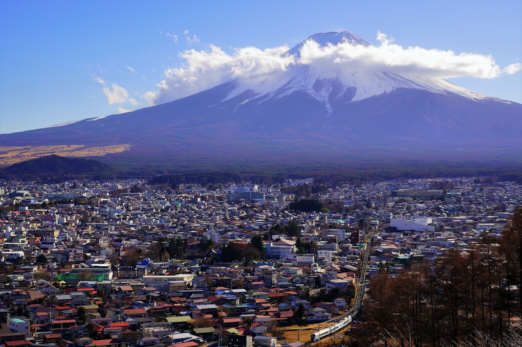 富士山背景鉄道写真