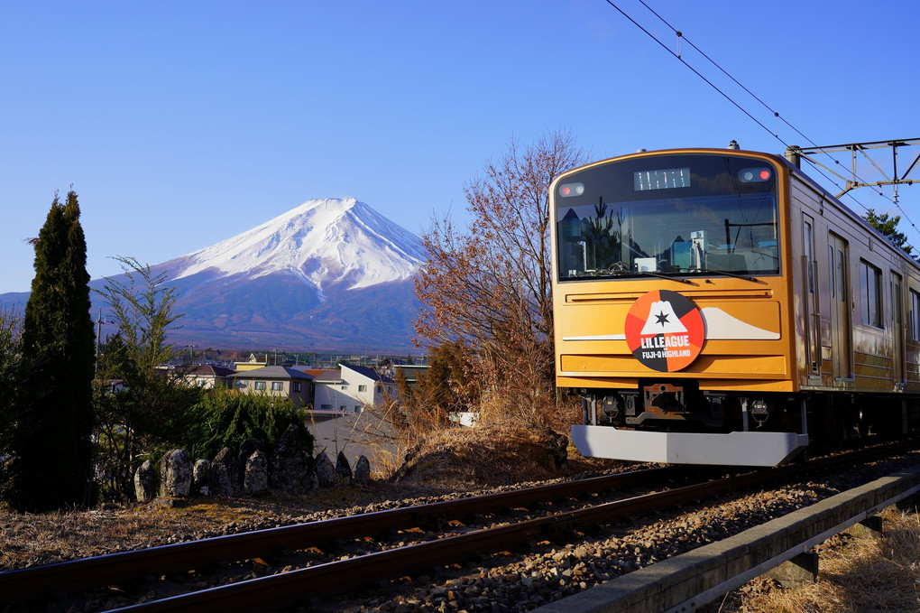 富士山背景鉄道写真