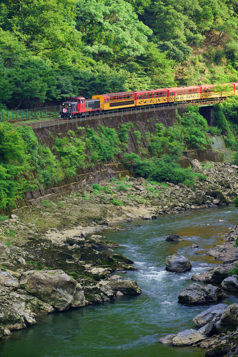 保津川とトロッコ列車