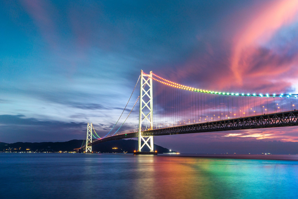 日本一の吊り橋と日本一の夕景