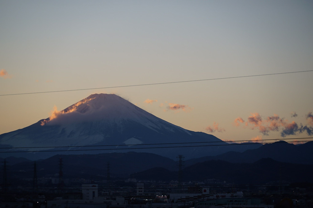 夕景の富士山