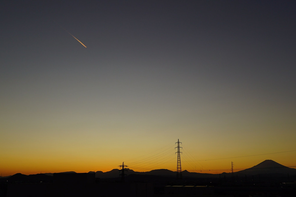 夕景の富士山