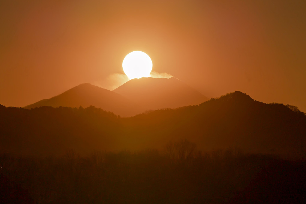 富士のお山に日が沈む