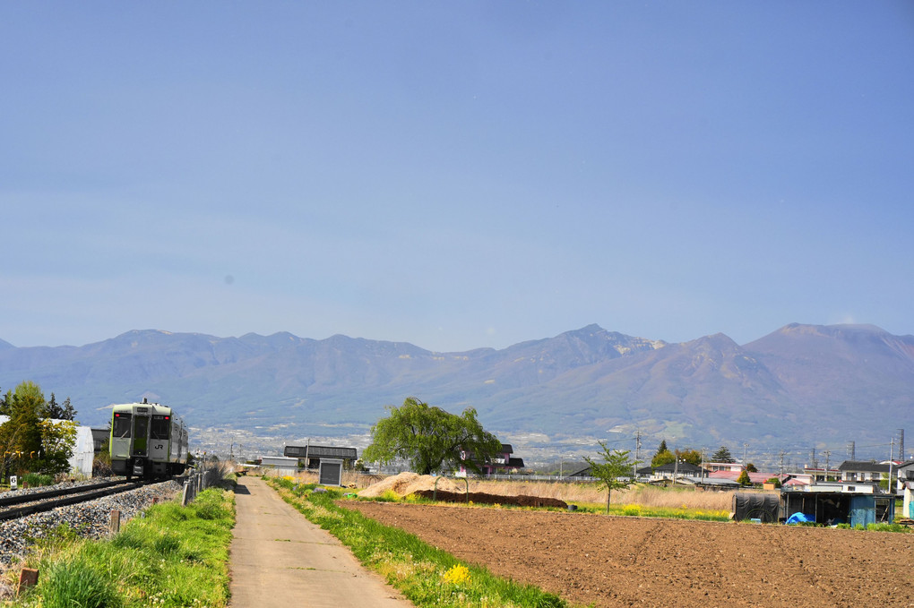 八ヶ岳と浅間山を見ながら