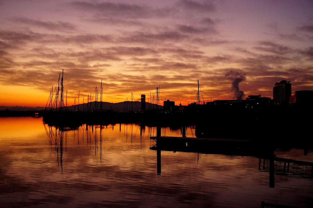 「ヨットハーバーの夜明け前」