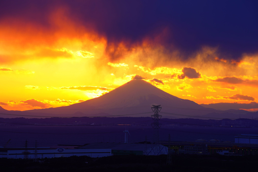 富士山の夕照　