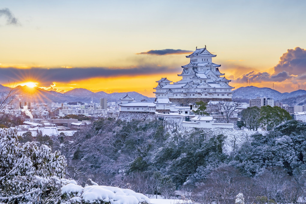 雪景の姫路城（1月25日）