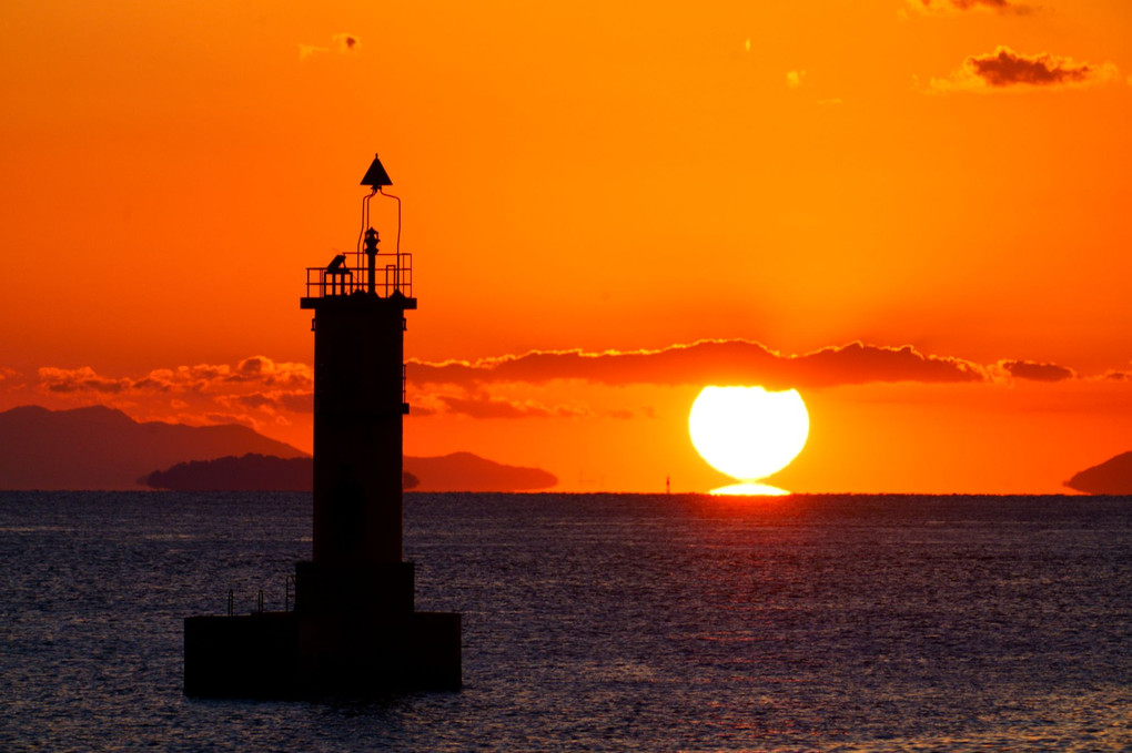 瀬戸内夕景(ダルマ夕陽）