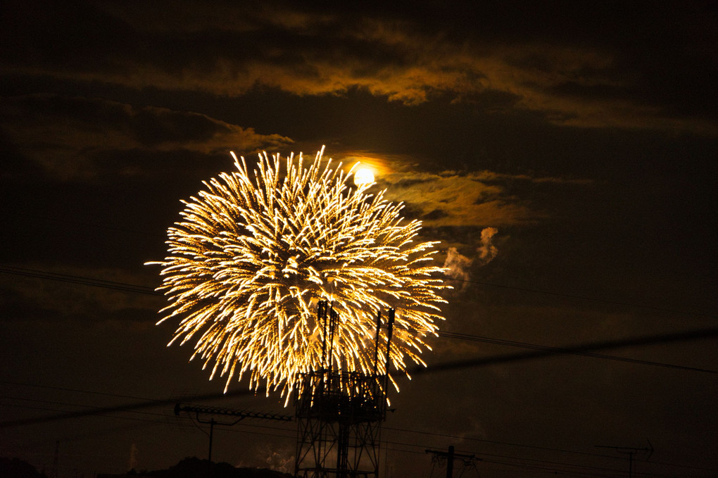 満月の夜に花火が上がりました!(^^)!