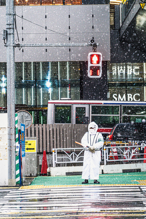 渋谷駅の雪景色