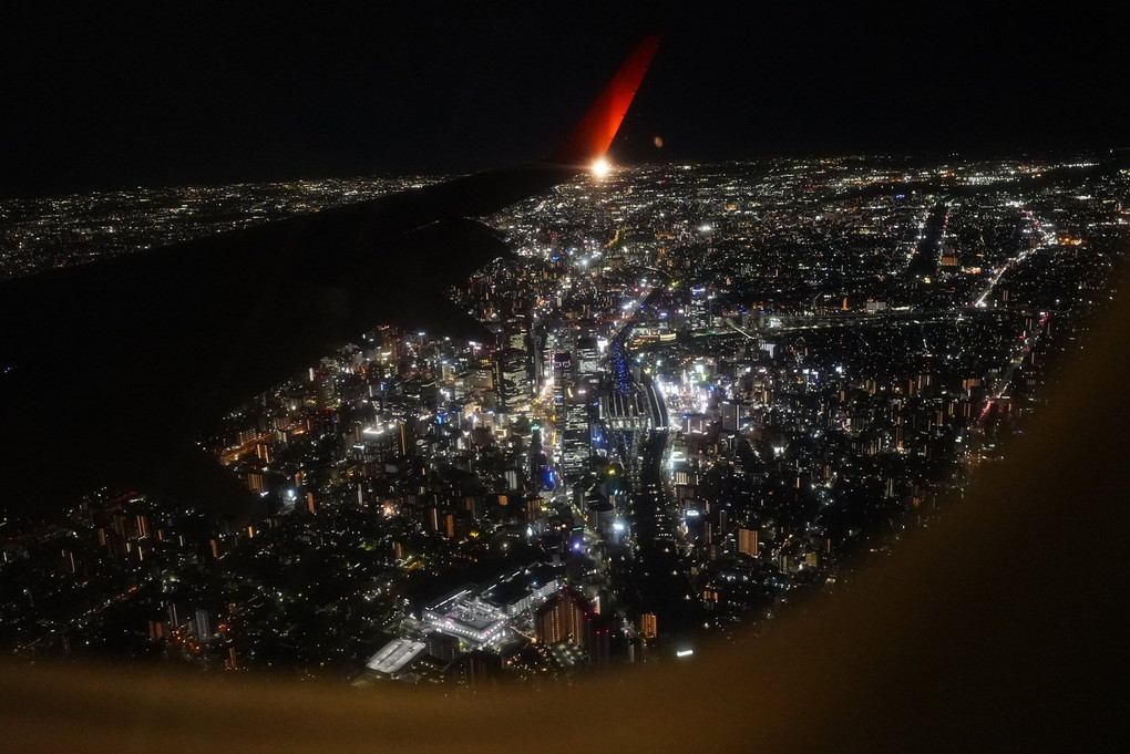 福岡空港で撮る夜景×飛行機