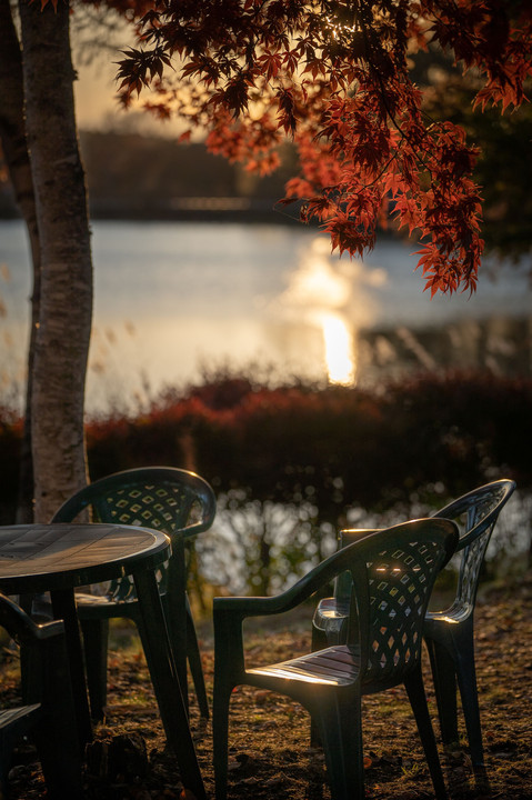 秋の蓼科湖 夕景