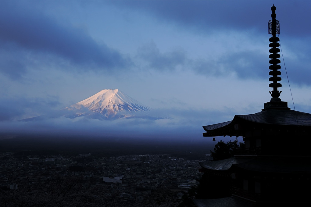 卯月の富士山　新倉富士浅間神社の早朝 その２